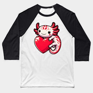 Axolotl with Heart Cute Axolotl Lovers Valentines Day Baseball T-Shirt